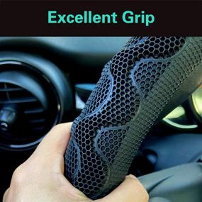 img 1 attached to Enhance Your Driving Experience with the PINCTROT Steering Wheel Cover - Supreme Grip and Anti-Slip 3D Honeycomb Design, Universal 15 Inch (Black)