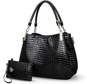 img 4 attached to 👜 Women's Crocodile Leather Crossbody Shoulder Handbag with Wallet – Stylish Handbags for Women