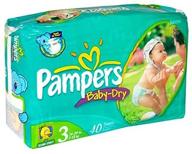 👶 pampers baby dry diapers size 3 (40-count) - super absorbent and comfortable! logo