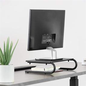 img 1 attached to Enhance Your Workstation with VIVO Black Ergonomic Computer Monitor, Printer, and Laptop Riser Stand - STAND-V000E
