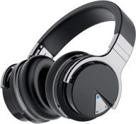 audonia e7 active noise cancelling headphones: wireless bluetooth over ear headphones with mic, hi-def audio, deep bass, memory foam ear cups - black logo
