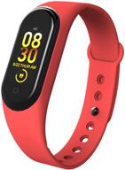 📱 amt waterproof smart watch m4: activity, blood pressure, sleep & calorie monitor with sms & call answering - long battery life, unisex design - includes 2 chargers (red) logo