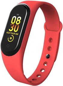 img 4 attached to 📱 AMT Waterproof Smart Watch M4: Activity, Blood Pressure, Sleep & Calorie Monitor with SMS & Call Answering - Long Battery Life, Unisex Design - Includes 2 Chargers (Red)