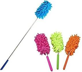 img 3 attached to 🧹 Liyhomez 2-Pack Telescopic Retractable Microfiber Duster: Extendable Brush for Home and Office - Blue and Orange