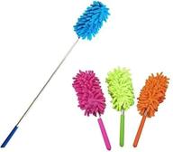 🧹 liyhomez 2-pack telescopic retractable microfiber duster: extendable brush for home and office - blue and orange logo