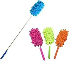 img 4 attached to 🧹 Liyhomez 2-Pack Telescopic Retractable Microfiber Duster: Extendable Brush for Home and Office - Blue and Orange