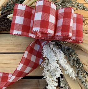 img 1 attached to 🎀 Red and White Buffalo Plaid Ribbon - 2.5" x 10 Yards, Wired Edge, Fourth of July, Patriotic, Christmas Wreath, Farmhouse Decor, Garland, Gift, Valentine's Day