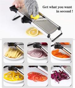 img 2 attached to 🔪 Stainless Steel Adjustable Mandolin Slicer for Kitchen - Ourokhome French Fry Cutter with Resistant Glove, Ideal for Veggie Potato Chip Onion Tomato Cabbage Julienne | Includes Vegetable Peeler