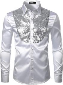 img 2 attached to ZEROYAA Sequins Design Button ZLCL22 Black Men's Clothing for Shirts