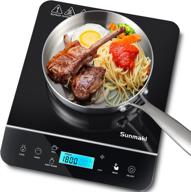 sunmaki portable induction cooktop: efficient 1800w cooker with lcd sensor touch, child safety lock, and timer for precise cooking - 9 power and 10 temperature settings логотип