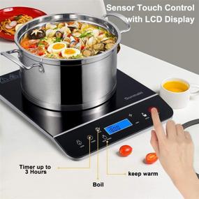 img 1 attached to Sunmaki Portable Induction Cooktop: Efficient 1800W Cooker with LCD Sensor Touch, Child Safety Lock, and Timer for Precise Cooking - 9 Power and 10 Temperature Settings