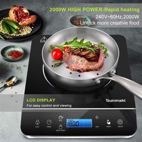 img 3 attached to Sunmaki Portable Induction Cooktop: Efficient 1800W Cooker with LCD Sensor Touch, Child Safety Lock, and Timer for Precise Cooking - 9 Power and 10 Temperature Settings