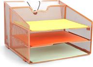 📎 gold mesh office desktop accessories organizer - proaid desk file organizer with 3 paper trays and 1 vertical upright compartment логотип