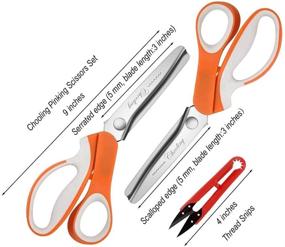 img 1 attached to 🔸 Chooling Pinking Shears Set (3MM, Orange, Pack of 2) - Zig Zag Scissor for Fabric and Leather, Serrated & Scalloped Edges - Perfect Dressmaking Sewing Tailor Scissors CL-030-A