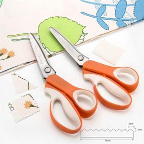 img 3 attached to 🔸 Chooling Pinking Shears Set (3MM, Orange, Pack of 2) - Zig Zag Scissor for Fabric and Leather, Serrated & Scalloped Edges - Perfect Dressmaking Sewing Tailor Scissors CL-030-A