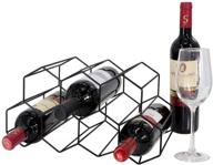 🍷 modern black metal tabletop hexagon wine rack - holds 9 bottles - no assembly needed - desktop wine storage solution - small wine bottle holder stand (black) логотип