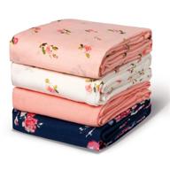 муслиновые одеяла momcozy больших размеров из бамбука для мальчика и девочки, 47 х 47 дюймов, мягкое дышащее простынь для обертывания, одеяла для кроватки с цветочным дизайном, 4 штуки. логотип