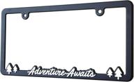 🌍 adventure awaits license plate frame: vibrant raised lettering, heavy-duty polyurethane, strong securing clips - designed & made in the usa for us/can vehicles logo