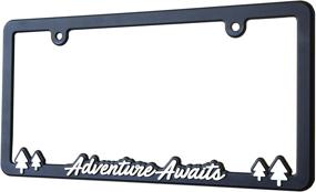 img 4 attached to 🌍 Adventure Awaits License Plate Frame: Vibrant Raised Lettering, Heavy-Duty Polyurethane, Strong Securing Clips - Designed & Made in the USA for US/CAN Vehicles