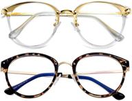 👓 coasion retro big round blue light blocking glasses: stylish tr90 eyewear for women - ideal for computer screens and clear vision logo