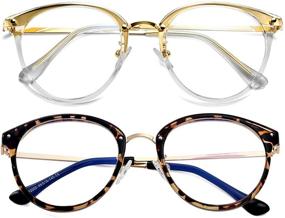 img 4 attached to 👓 COASION Retro Big Round Blue Light Blocking Glasses: Stylish TR90 Eyewear for Women - Ideal for Computer Screens and Clear Vision