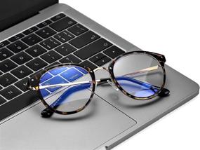img 2 attached to 👓 COASION Retro Big Round Blue Light Blocking Glasses: Stylish TR90 Eyewear for Women - Ideal for Computer Screens and Clear Vision