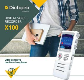 img 1 attached to 🎙️ Dictopro Digital Voice Activated Recorder: Easy HD Recording of Lectures and Meetings with Dual Microphone, Noise Reduction, Portable Mini Tape Dictaphone, MP3, USB, 8GB