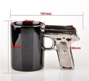 img 2 attached to 🔫 HLJgift Novelty Ceramic Coffee Mugs: Gun Mugs Pistol Cup - Perfect Black & Silver Gift!