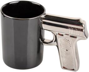 img 4 attached to 🔫 HLJgift Novelty Ceramic Coffee Mugs: Gun Mugs Pistol Cup - Perfect Black & Silver Gift!