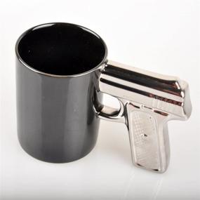 img 3 attached to 🔫 HLJgift Novelty Ceramic Coffee Mugs: Gun Mugs Pistol Cup - Perfect Black & Silver Gift!