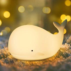 img 4 attached to 🐋 Whale Night Light for Kids - Color Changing Rechargeable Nursery Lamp with Tap Control, Silicone Cute Baby Night Lights for Girls Boys, Children Bedroom Decor