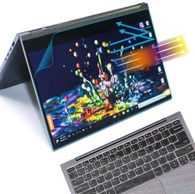 img 4 attached to 👁️ Протектор экрана ноутбука 2-в-1 Lenovo Yoga C940 14" - полный антибликовый световой фильтр с клавиатурным чехлом для защиты глаз, блокировки УФ-излучения и отпечатков пальцев