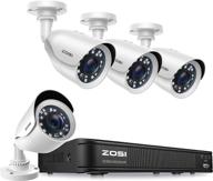 📷 zosi h.265+ full 1080p home security camera system outdoor indoor, 5mp-lite cctv dvr 8 channel and 4 x 1080p (2mp) day night vision weatherproof surveillance bullet camera with motion alerts, no hdd included logo