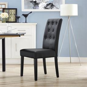 img 1 attached to 🪑 Modway Confer - Modern Tufted Faux Leather Upholstered Parsons Kitchen and Dining Room Chair in Black: Contemporary Elegance for Your Home