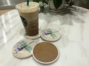 img 1 attached to Trinsi Dragonfly Ceramic Stone Coasters - Set of 4 Absorbent Coasters for Drinks