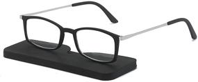 img 4 attached to 👓 VISENG 2 Pairs Compact Slim Mini Metal Reading Glasses - Lightweight & Portable Readers with Glasses Case for Reading