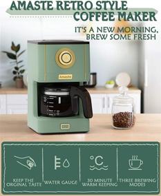 img 3 attached to ☕ Amaste Drip Coffee Maker, Coffee Machine with 25 Oz Glass Coffee Pot, Retro Style Coffee Maker with Reusable Coffee Filter & Three Brewing Modes, 30-minute Warm-Keeping, Matcha Green