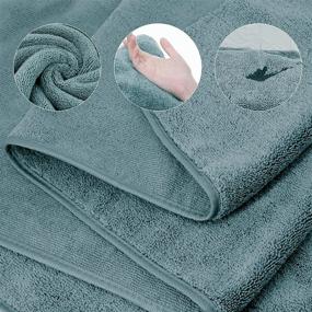 img 2 attached to 🌿 ProHomTex Microfiber Bath Towels, Set of 2 - Quick Dry, Ultra Soft, Super Absorbent in Dark Green - Hotel Quality Spa Towels