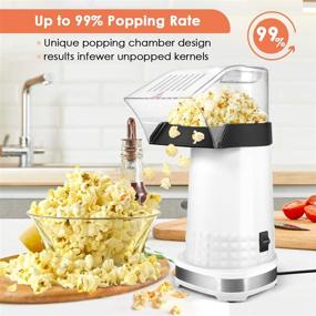 img 3 attached to 🍿 1200W Electric Popcorn Maker: Low Fat, No Oil Needed, Fast Hot Air Popcorn Machine for Home, Family, Party - BPA Free, Includes Measuring Cup (White)