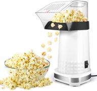 🍿 1200w electric popcorn maker: low fat, no oil needed, fast hot air popcorn machine for home, family, party - bpa free, includes measuring cup (white) logo