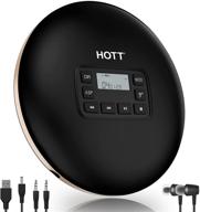hott cd611 portable cd player: anti-shock personal music player with headphones - black logo