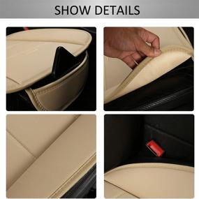 img 1 attached to 🚘 Premium Beige PU Leather Bottom Seat Covers for Car, SUV, Truck & Van - Black Panther 2 Pack Front Seat Protectors