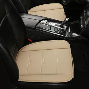 img 3 attached to 🚘 Premium Beige PU Leather Bottom Seat Covers for Car, SUV, Truck & Van - Black Panther 2 Pack Front Seat Protectors