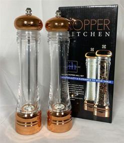 img 1 attached to Copper Kitchen Salt and Pepper Mill Set - Adjustable Coarseness, Refillable, Shatterproof Acrylic Body - Includes 2 Shakers, Manual & Reusable