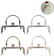 set of 4 clutch square embossed metal purse frame coin bag kiss clasp lock, bag sewing diy craft - mixed color, 18cm logo
