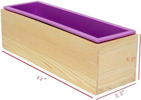 img 1 attached to Гибкая прямоугольная форма для мыла из силикона с деревянным ящиком, инструмент для изготовления мыла и пирогов - 42 унции (фиолетовый, набор из 2 шт.)