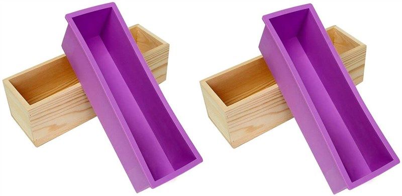 2 PCS Silicone soap molds Making Kit soap loaf bar Making molds (44oz  Purple Pink Silicone) for Adults - Stainless Steel Wavy & Straight Slicer + Cutters