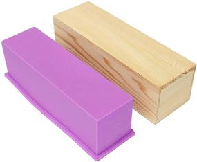 img 3 attached to Гибкая прямоугольная форма для мыла из силикона с деревянным ящиком, инструмент для изготовления мыла и пирогов - 42 унции (фиолетовый, набор из 2 шт.)