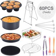 🍳 complete 11-piece air fryer accessories kit with 60 non-stick air fryer parchment liners - compatible with ninja power phillips gowise and fits 3.2qt to 5.8qt models logo