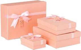 img 2 attached to Friday Premium Pink Gift Boxes - Perfect for Gifts, Birthdays, Parties, Christmas - 🎁 Durable Storage Box Set of 4 in Varying Sizes (6x4x2in, 9.5x6.7x2.5in, 11x8x3.5in, 13x10x4.3in) - Pink